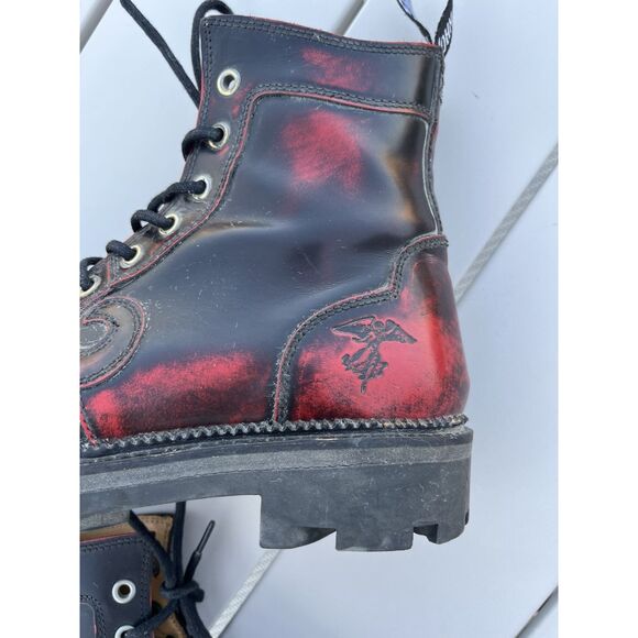 John Fluevog Derby Swirl Boot (6eye) Size 8.5 Women- Burgundy Rub Off - Picture 5 of 13